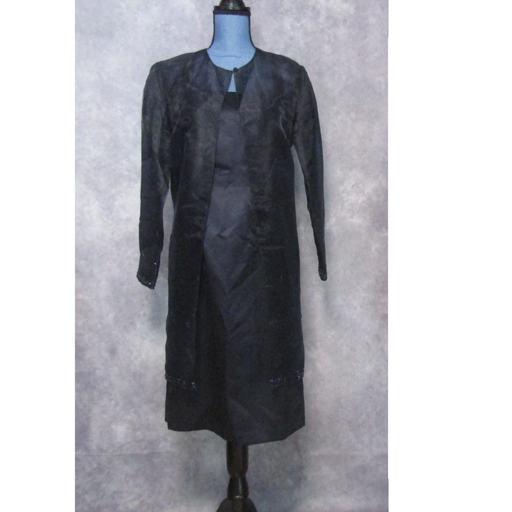 After Dark Elegant Navy Dress & Jacket Beaded Sz 8